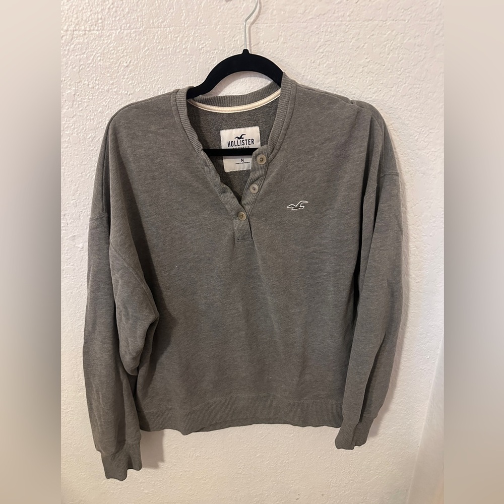 Grey Hollister henley sweatshirt